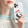 Hontinga for Samsung A32 4G Back Cover（Free Lanyard）Luxury 6D Plating Cute Cartoon Panda Side Pattern Case Soft Silicone Square Mobile Cover. 