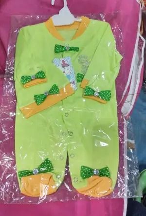 TURKISH SOFT BUTTERFULLY ROMPER - 0 TO 6 MONTH - Full Sleeve - Green[RANDOM COLOUR+RANDOM DESIGNS]
