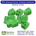 2Pin 5.08mm Green Universal Screw Terminal Block Connector 300V-10A 2Pin Screw Block Connector 10Pcs Electrica. 