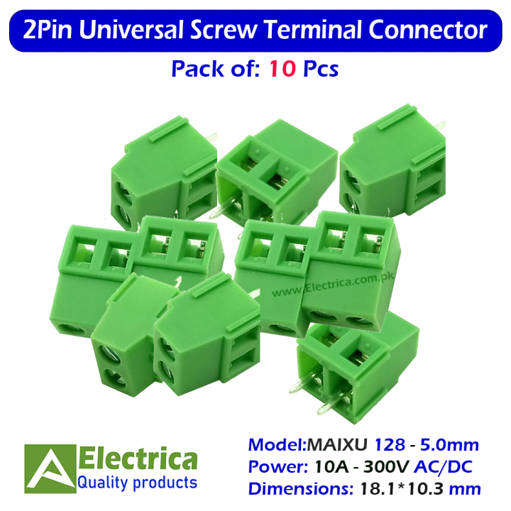 2Pin 5.08mm Green Universal Screw Terminal Block Connector 300V-10A 2Pin Screw Block Connector 10Pcs Electrica