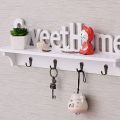 1Pc 4 Hooks Shelves Hat Key Holders Sweet Home Words Storage Shelf Hanging Hooks Wall Mounted Rack Home Storage Holder. 
