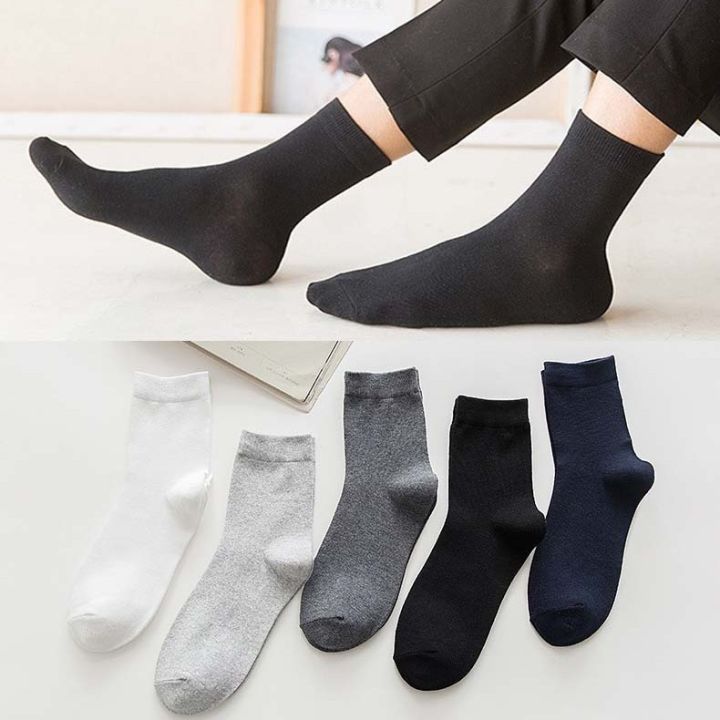 Socks wholesale spring summer men's cotton socks casual mid socks black and white business solid color thin men's socks manufacturers wholesale