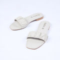 Maahru - Stylish Slippers For Women & Girls - Beige Elastic Flats. 