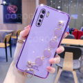 For OPPO F15 Phone Cover + 3D Love Heart Wristband Fashion Ultra Thin Shiny Plating Bumper Soft TPU Silicone Shockproof Protective Case Back Cover. 