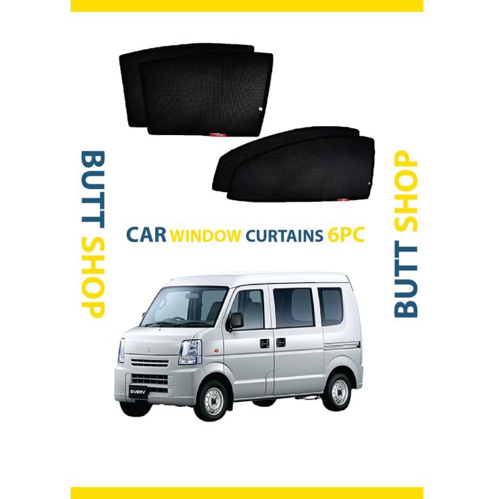 SUZUKI EVERY SUN SHADE / WINDOW CURTAINS (DARK) BLACK 6PCS