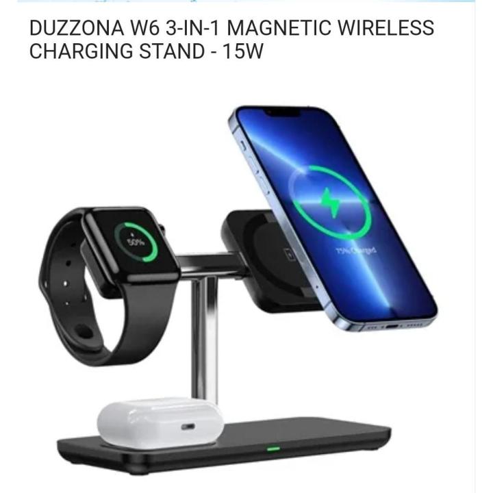 Duzzona W6 Magnetic Wireless Charger 3-in-1 Detachable Wireless Charging  Stand Station Dock for iPhone Airpods Apple Watch ETC - Main Image