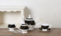 RoyalDine's Exclusive 15 Pieces Coffee/Tea Set (MATERIAL CERAMIC) Exquisite Tea Set For Tea Lovers. Elegant Tea Serving Set Marble Design.Vintage Black & White Teaset.. 