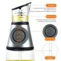 Premium Glass Oil and Vinegar Dispenser, Kitchen Oil Pourer, Clear Glass Oil Bottle with Scale, 500ml. 