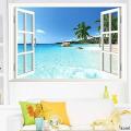 Large Removable Beach Sea 3D Window Decal WALL STICKER Home Decor Exotic Beach View Art Wallpaper Mural. 