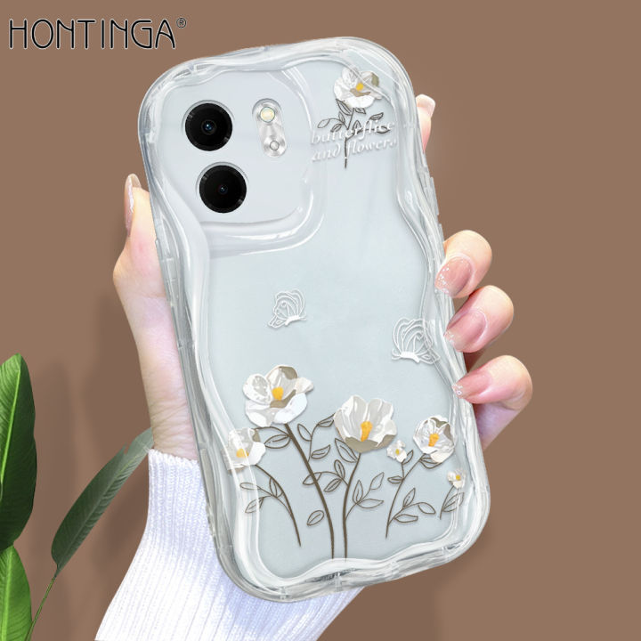 Hontinga for Infinix Smart 9 Hot 50i Back Cover Multicolor Flower Phone Case Wavy Curved Edge Soft Silicone Cover