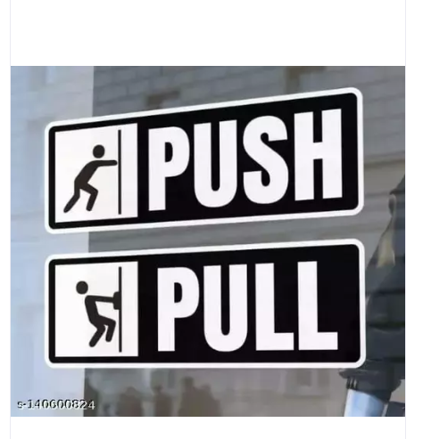 Pull Push door sticker small size 2pcs custom