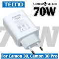 TECNO Adaptor Charger 70W Fast Charging Pova 6 Pro Camon 30 Pro Original. 