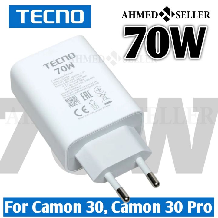 TECNO Adaptor Charger 70W Fast Charging Pova 6 Pro Camon 30 Pro Original