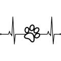 Car, Laptop & wall Sticker - Pawprint Lifeline Decal Pet Dog Paw Heartbeat Heart Love Window Bumper Sticker 5 x 2.25 inches. 