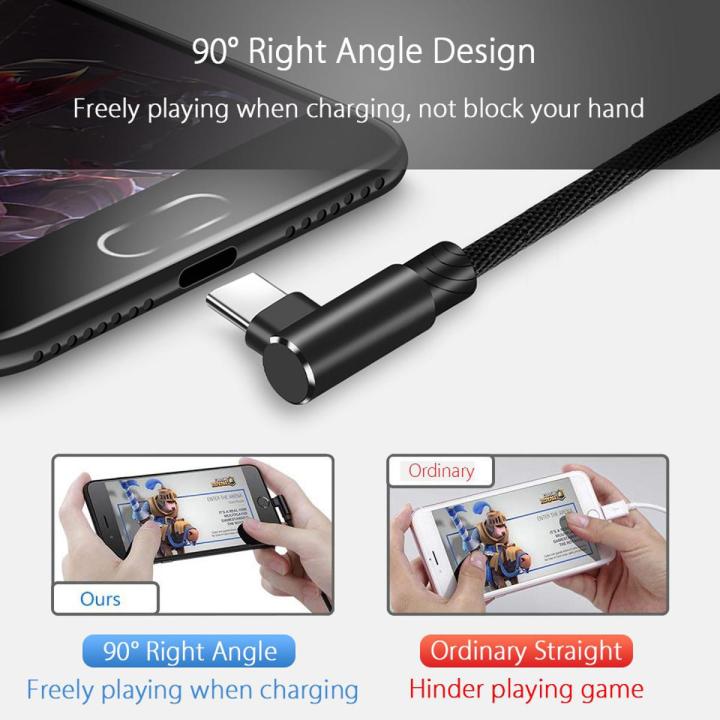 【All Of Me】Type C For Xiaomi Redmi Note 8 Pro Mi 9t A3 7 Samsung A50 A70 Honor 9x Tipo C Charging Cabel 90 Degree Phone
