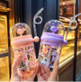 Kids Dolphin Top Waterfall Water Bottle| With Straw Cartoon Kids Water Spray Cup Sippy Cups Learner Cup Whale Baby Feeding with Straw Outdoor| Portable Leak Proof Straw Water Bottle (Mix/Random Color). 