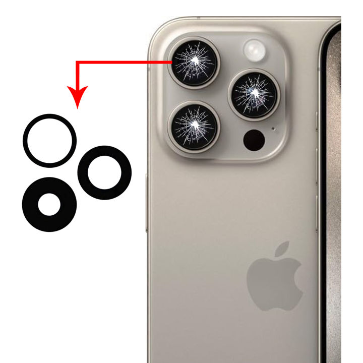 Apple iPhone 15 Pro Max Camera Glass Replacement Rear Back Camera Lens For Apple iPhone 15 Pro Max - Burrak