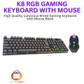 Wired RGB Gaming Keyboard with Mouse Combo - High-Quality Luminous Keyboard/Mouse Set  K108- K3626 - K8. 