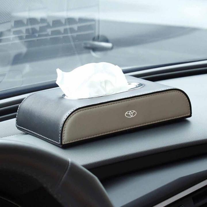 TOYOTA, HONDA, SUZUKI, KIA, Logo Car Tissue Box Beige & Black