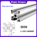 1PC 3030 Aluminum Profile Extrusion 100-1000MM Length European Standard Anodized Linear Rail for DIY CNC 3D Printer Workbench. 