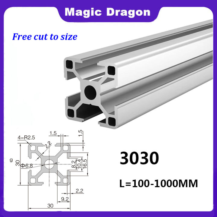 1PC 3030 Aluminum Profile Extrusion 100-1000MM Length European Standard Anodized Linear Rail for DIY CNC 3D Printer Workbench