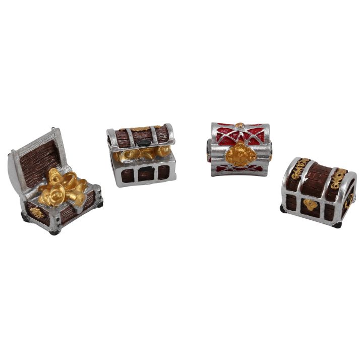 4Pcs Treasure Chest Box Antique Creative Fish Tank Aquarium Decoration Landscape Pirate Gold Coins Ornaments Resin Craft
