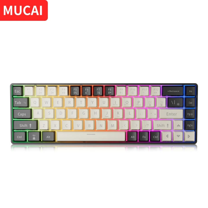 MUCAI MK680 USB Gaming Mechanical Keyboard Red Switch 68 Keys Wired Detachable Cable RGB Backlit Hot Swappable