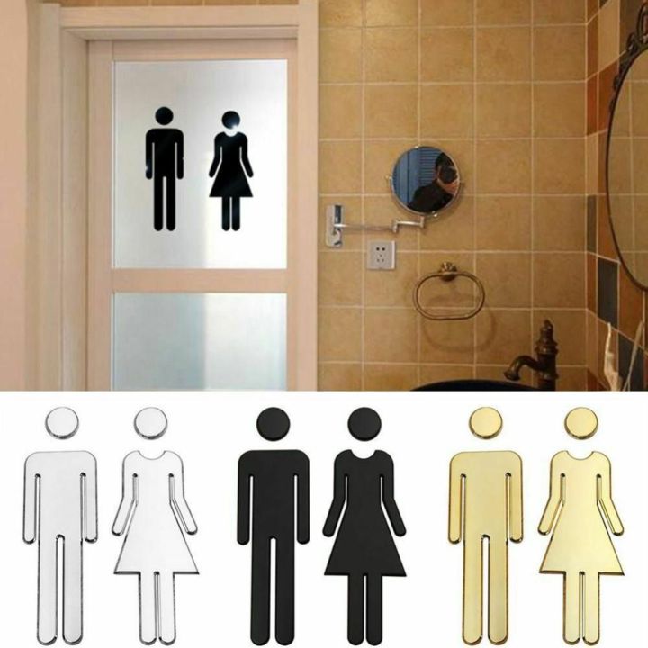 Stereoscopic Adhesive Bathroom Sign Hotel Restaurant Men Symbol Washroom Sign Wc Door Toilet Sticker Signboard Toilet Symbol Signage