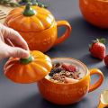 300ml/500ml/850ml Halloween Pumpkin Shaped Ceramic Cup Spoon Kawaii Soup Mug With Lid Oatmeal Cup Creative Water Cup. 