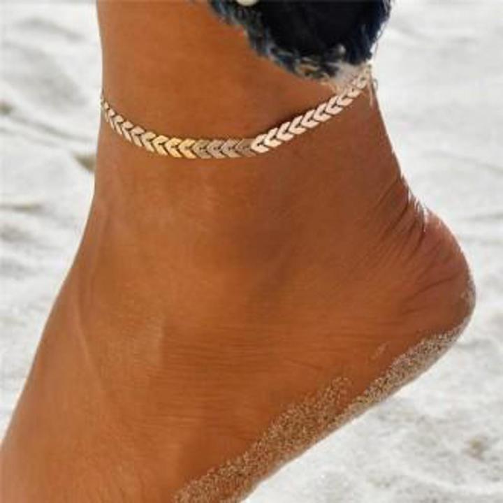 Gold Color Sequins Anklet For Women Beach Foot jewelry