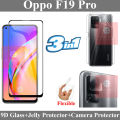 Oppo F19 Pro 9D Glass Protector Tempered Glass Edge To Edge + Back Jelly Protector Poly Transparent Edge To Edge Sides Coverage + Camera Lens Protector Flexible Gorilla 9H Rear Camera Protector For Oppo F19 Pro. 
