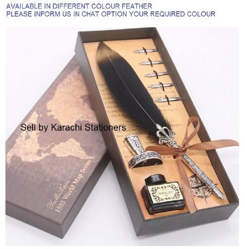 Feather Quill Dip Pen Calligraphy Pen Set with 5 Metal Nibs Natural Handcrafted Luxury Quill Pen and Ink Set Best Gift