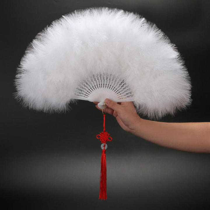 Handheld Marabou Feather Fan 1920s Vintage Style Flapper Hand Fan for Costume Party and Dancing Folding Craft Fan for Party Wedding Cosplay Home Decoration for Men Lady Girls