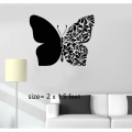 size -2 x 1.5 feet - Floral Butterfly nature self adhesive wall stickers for girls, kids, school, room, office, home decor lovers - Black color - lucky garnet. 