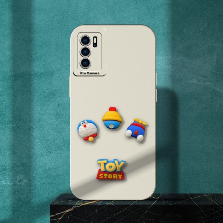 FELMYST For OPPO A16 INS Disney Cute Cartoon toy story Mobile Phone Case Huggin Pooh Bear Doraemon Casing Boy Gril Couple Gift Liquid Silicone Shockproof Soft Cover
