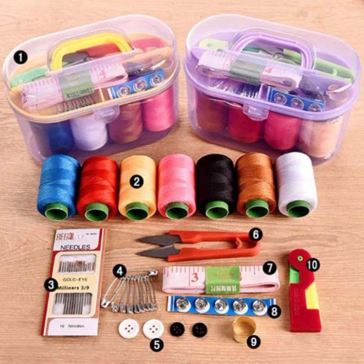 Large Sewing Box Set Household Portable 10 Piece Set Mini Tool Sewing Thread Multi-function Sewing Kit NOTE random color will be delivered