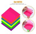 Sticky Notes - Multi Color Custom Size, Fluorescence Paper Sticky Notes (reusable), 100 sheets (size 3in x 3in) , Book-Mark, Memo pad (Green, Orange, Light Pink, Yellow, shocking Pick) , 5 in 1 Colors. 