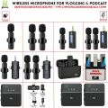Wireless MIC Type C/IOS/Android/USB/AUX 3.5mm Mic K8/K9/K13/SX8/SX9/K15/K35/M15 Wireless Single/Double Microphone For Interview, Vlogging , Podcast. 