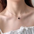 Black Color Pendant   Lucky Four Leaf Clover Necklaces for girls. 
