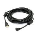 Mini USB B Type 5pin Male Right Angled 90 Degree to USB 2.0 Male Data Cable with EMI Ferrite Core 5 Meters. 