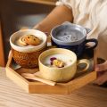 Japanese Ceramic Cartoon Cat Mug Cute Breakfast Cup Creative Coffee Cup with Lid Milk Cup Couple Water Cup. 