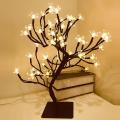 Cherry Blossom Tree 24 Warm White Lights Plug Tree for Home Bedroom Wedding Office Tabletop Tree Indoor Night Light Artificial Plants. 