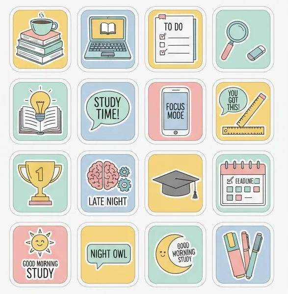 Study Stickers Designs pack of 16 stickers Study gram Planner Stickers ...