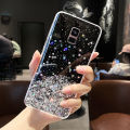 For Samsung Galaxy A8 Plus 2018 Back Cover Luxury Shiny Glitter Gold Foil Space Starry Cases Clear Soft Silicone Bumper Full Protection Mobile Phone Case for Girls Boy. 