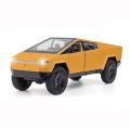 Tesla Cybertruck Mini Toy - 1:36 Diecast Model with Lights & Sound - Orange Design. 