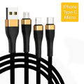 65 Watt Fast Charging 100% Pure Copper 3 in 1 [ Iphone, Type c and Micro ] Pure Copper Type C Fast Charging Cable 60 watt with 24 months warranty. 