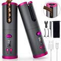 Fezax Cordless Auto Hair Curler, Automatic Curling Iron with LCD Display Adjustable Temperature & Timer, Portable Rechargeable Rotating Ceramic Barrel Curling Wand Fast Heating for Hair Styling. 