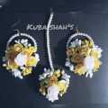 Bridal jewellery set,  Bridal jewellery set,  Bridal jewellery set Mehndi, eid collection for girls, yellow flower earrings, artificial flower jewellery. 