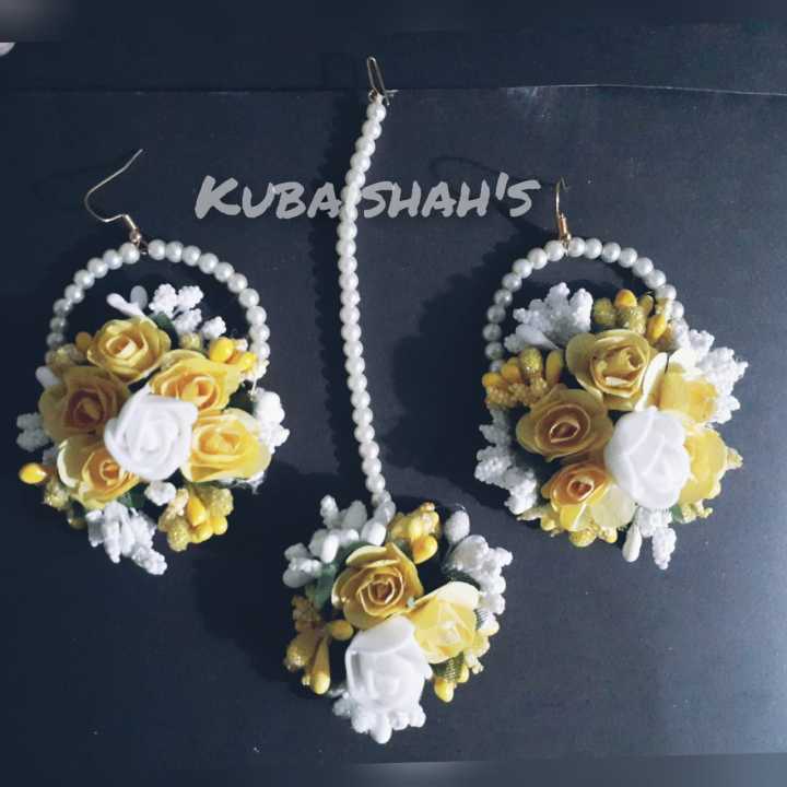 Bridal jewellery set,  Bridal jewellery set,  Bridal jewellery set Mehndi, eid collection for girls, yellow flower earrings, artificial flower jewellery