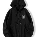 Trend ZIPPER BTS LOGO BTS ARMY Tag Print Kangaroo Hoodie huddy Pocket Drawstring Casual Pullover Hodie Clothing Long Sleeves Export Quality Huddie Winter Wear Smart Fit Hoody For Women Girls. 